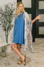 Airloom Trim Detail Mini Tank Dress in Ocean Blue