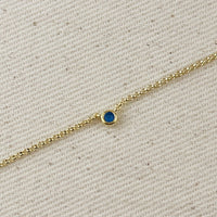 18k Gold Filled Dainty Bezel CZ Birthstone Necklace