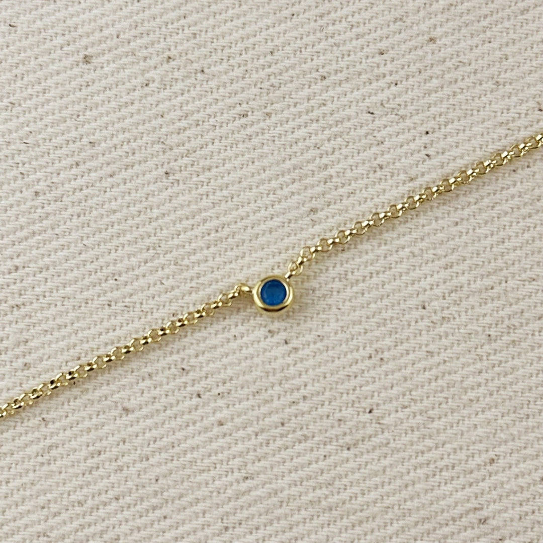 18k Gold Filled Dainty Bezel CZ Birthstone Bracelet