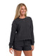 Rib Knit Corded Boxy Cropped Crew