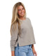 Rib Knit Corded Boxy Cropped Crew