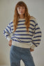 Davis Striped Sweater: Ivory Blue