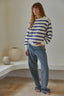 Davis Striped Sweater: Ivory Blue