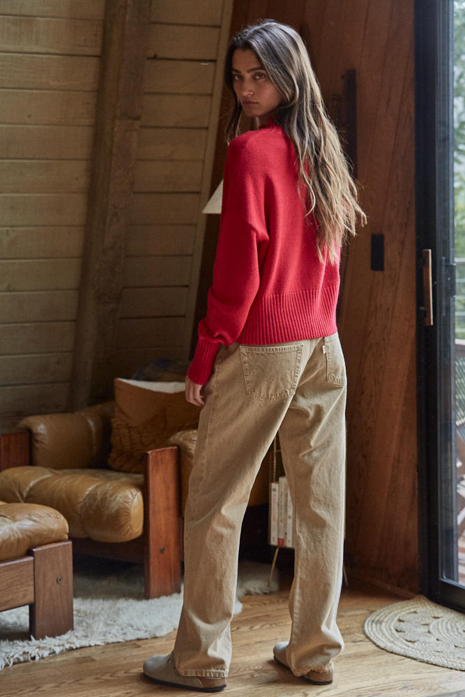 Uptown Mock Sweater: Red