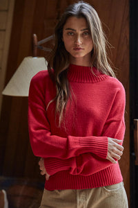 Uptown Mock Sweater: Red