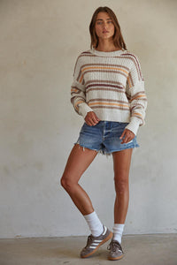 Topanga Pullover: White Multi