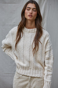 Lume Wide Ribbed Pullover: Natural