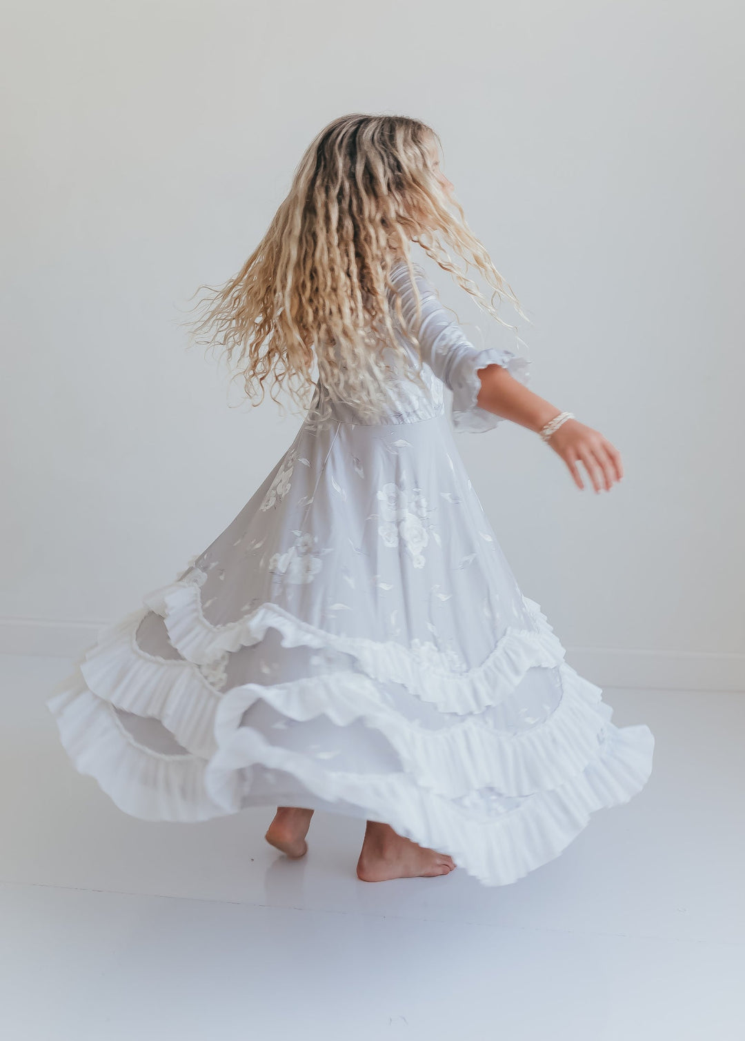 Beige Floral Ruffles Dress