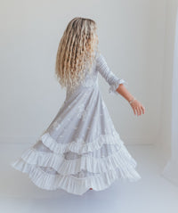 Beige Floral Ruffles Dress