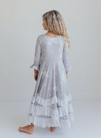 Beige Floral Ruffles Dress