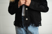 Black Fringe Denim Jacket