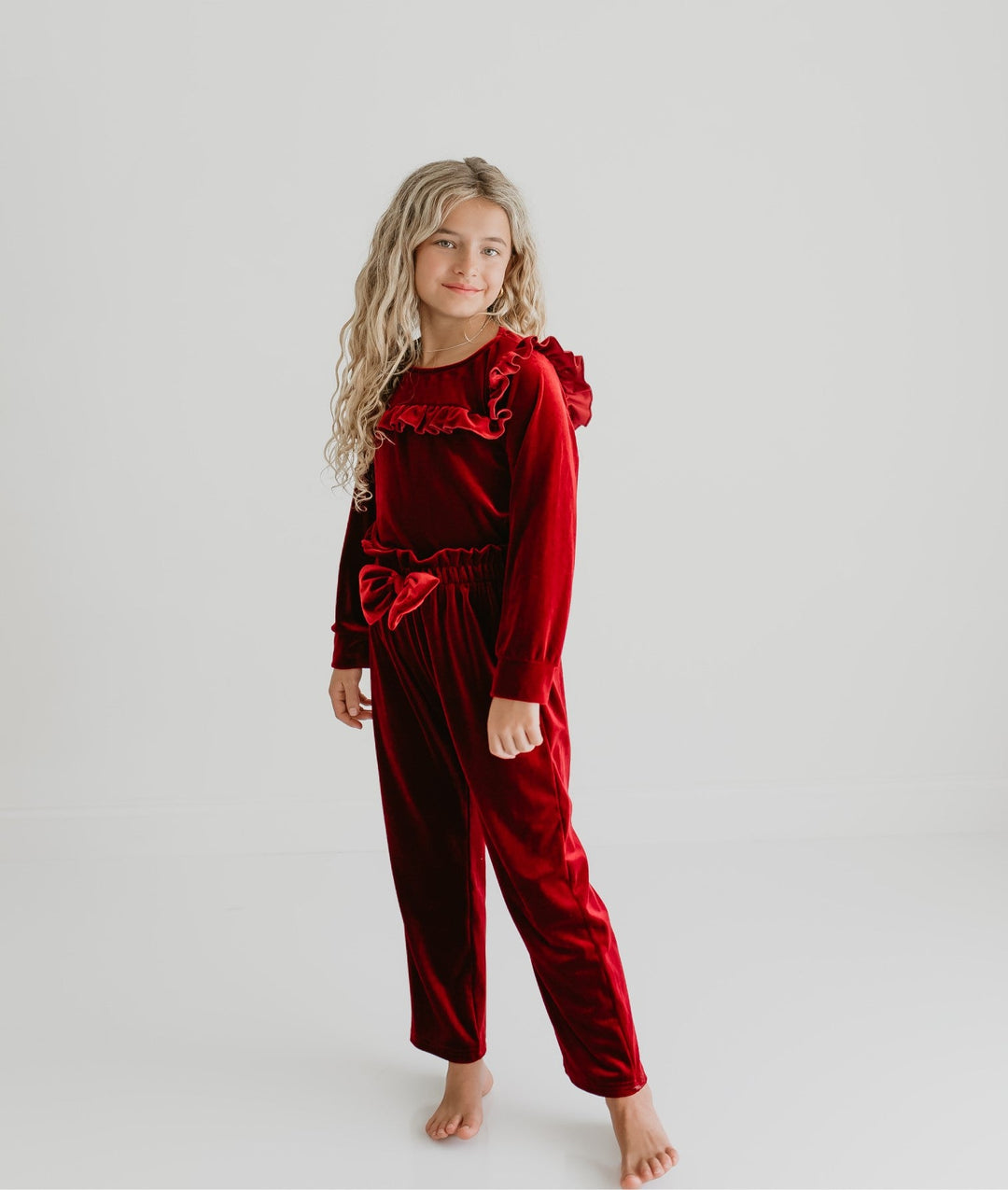 Burgundy Velvet Pant Set