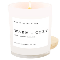 Warm and Cozy Soy Candle - White Jar - 11 oz