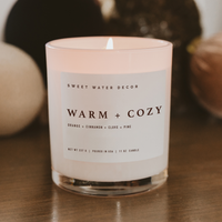 Warm and Cozy Soy Candle - White Jar - 11 oz