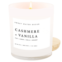 Cashmere and Vanilla Soy Candle - White Jar - 11 oz