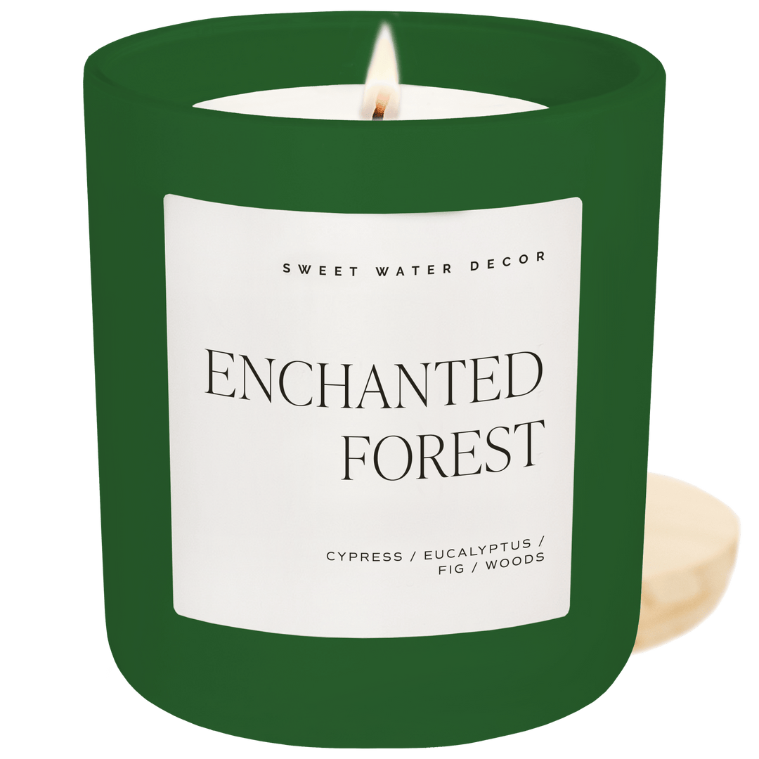 Enchanted Forest Soy Candle - Green Matte Jar - 15 oz (Let it Snow)