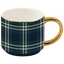 Navy Plaid 14 oz Gold Handle Coffee Mug