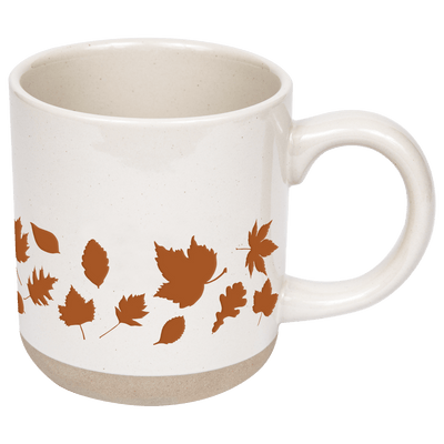 Orange Leaves 14 oz Cream Stoneware Coffee Mug