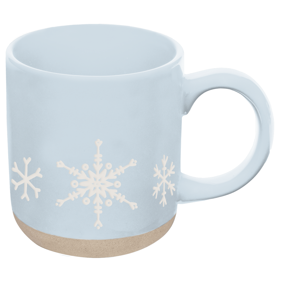 Snowflakes 14oz. Blue Stoneware Coffee Mug