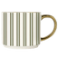 Green Stripe 14oz. Gold Handle Coffee Mug