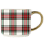 White Plaid 14oz. Gold Handle Coffee Mug