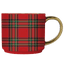 Red Plaid 14oz. Gold Handle Coffee Mug