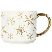 Gold Snowflakes 14oz. Gold Handle Coffee Mug