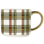Green Plaid 14oz. Gold Handle Coffee Mug