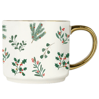 Holiday Greenery 14oz. Gold Handle Coffee Mug