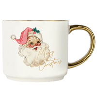 Vintage Santa 14oz. Gold Handle Coffee Mug