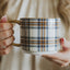 Orange Navy Plaid 14 oz Gold Handle Coffee Mug