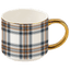 Orange Navy Plaid 14 oz Gold Handle Coffee Mug