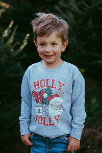 Holly Jolly Christmas Santa Toddler Crewneck Sweatshirt
