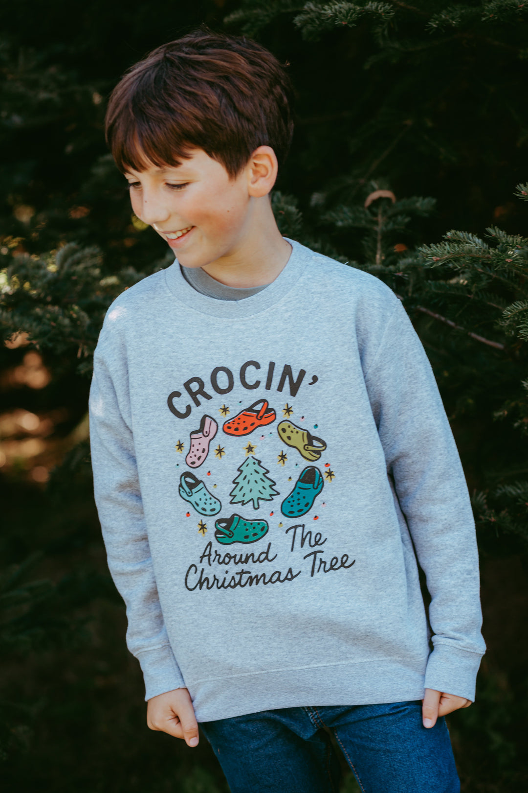Crocin' Around The Christmas Tree Youth Crewneck Sweatshirt