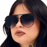 Cristina - Tangle Free - Faded Black Aviator Sunglasses