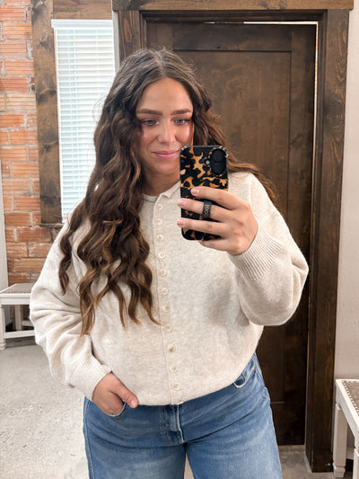 Cozy Wool Blend Oversized Button Cardigan: OATMEAL
