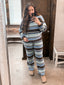 Wide Leg Pants: BROWN-MULTI STRIPE