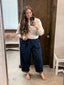 DENIM ELASTIC WAIST RELAXED FIT BALLOON PANTS: DK DENIM