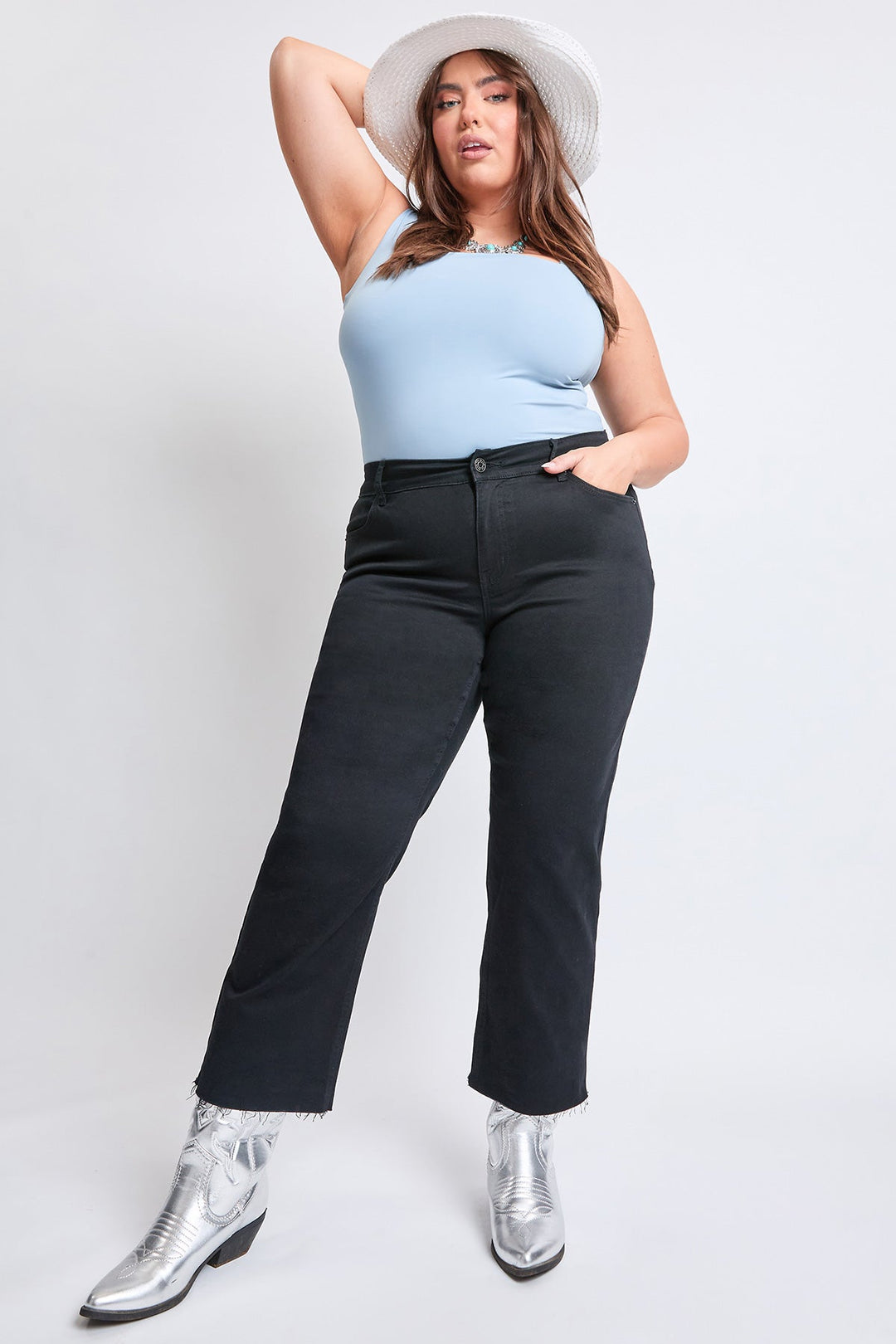 Women's Plus Hyperstretch Cropped Wide Leg Pants