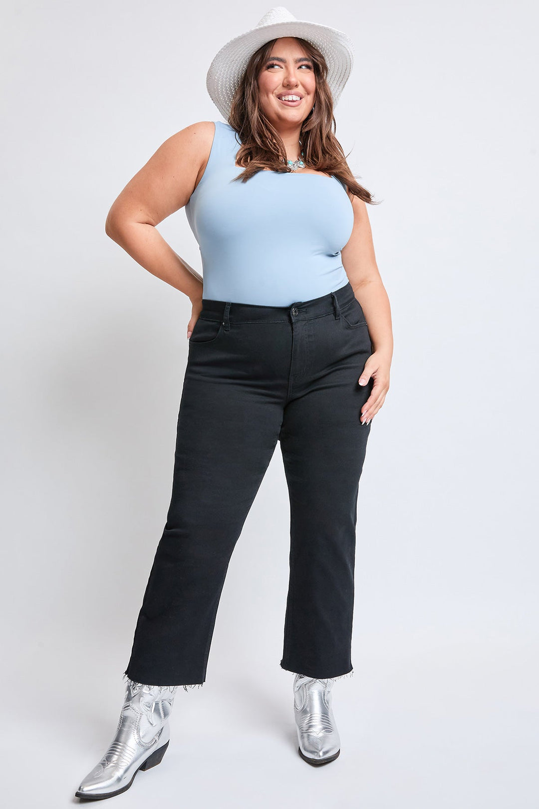 Women's Plus Hyperstretch Cropped Wide Leg Pants