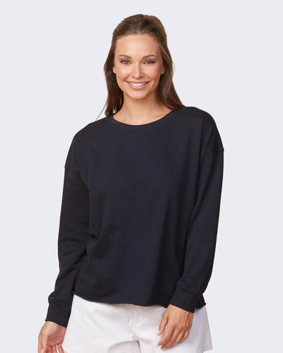 Ladies Drop Shoulder Beach Fleece Crew