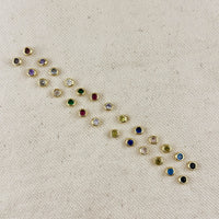 18K Gold Filled Dainty Bezel CZ Birthstone Stud Earrings