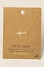 Cross Jewel Pendant Necklace: Gold