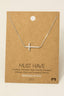 Cross Jewel Pendant Necklace: Silver
