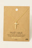 Gold Dipped Cz Pave Cross Pendant Necklace: Gold