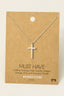 Gold Dipped Cz Pave Cross Pendant Necklace: SIlver