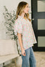 Flower Picking Notch Neck Blouse