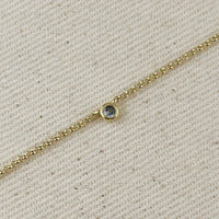 18k Gold Filled Dainty Bezel CZ Birthstone Necklace