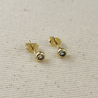 18K Gold Filled Dainty Bezel CZ Birthstone Stud Earrings