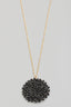 Beaded Circle Disc Pendant Long Necklace: Black